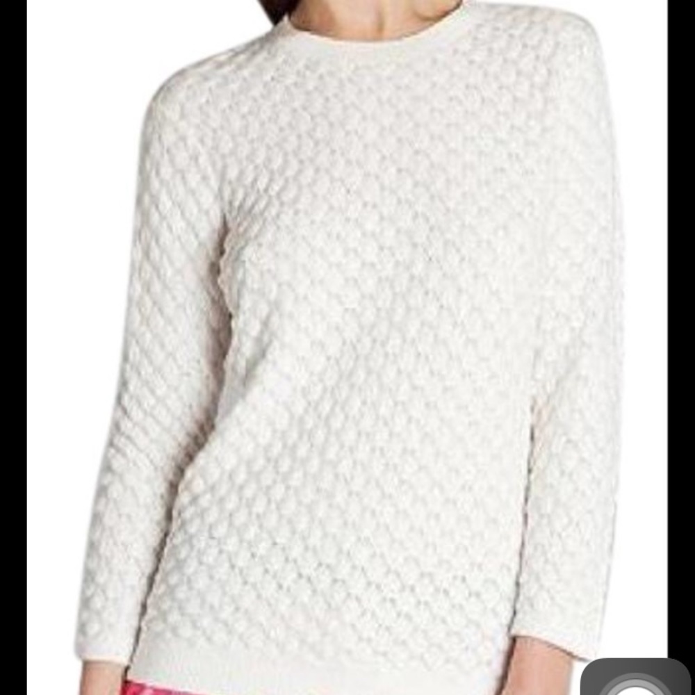 Ted Baker white jumper with rose gold buttons.
